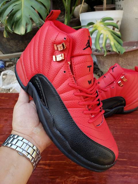 Air Jordan 12 Men's Basketball Shoes  Red Black Detail;